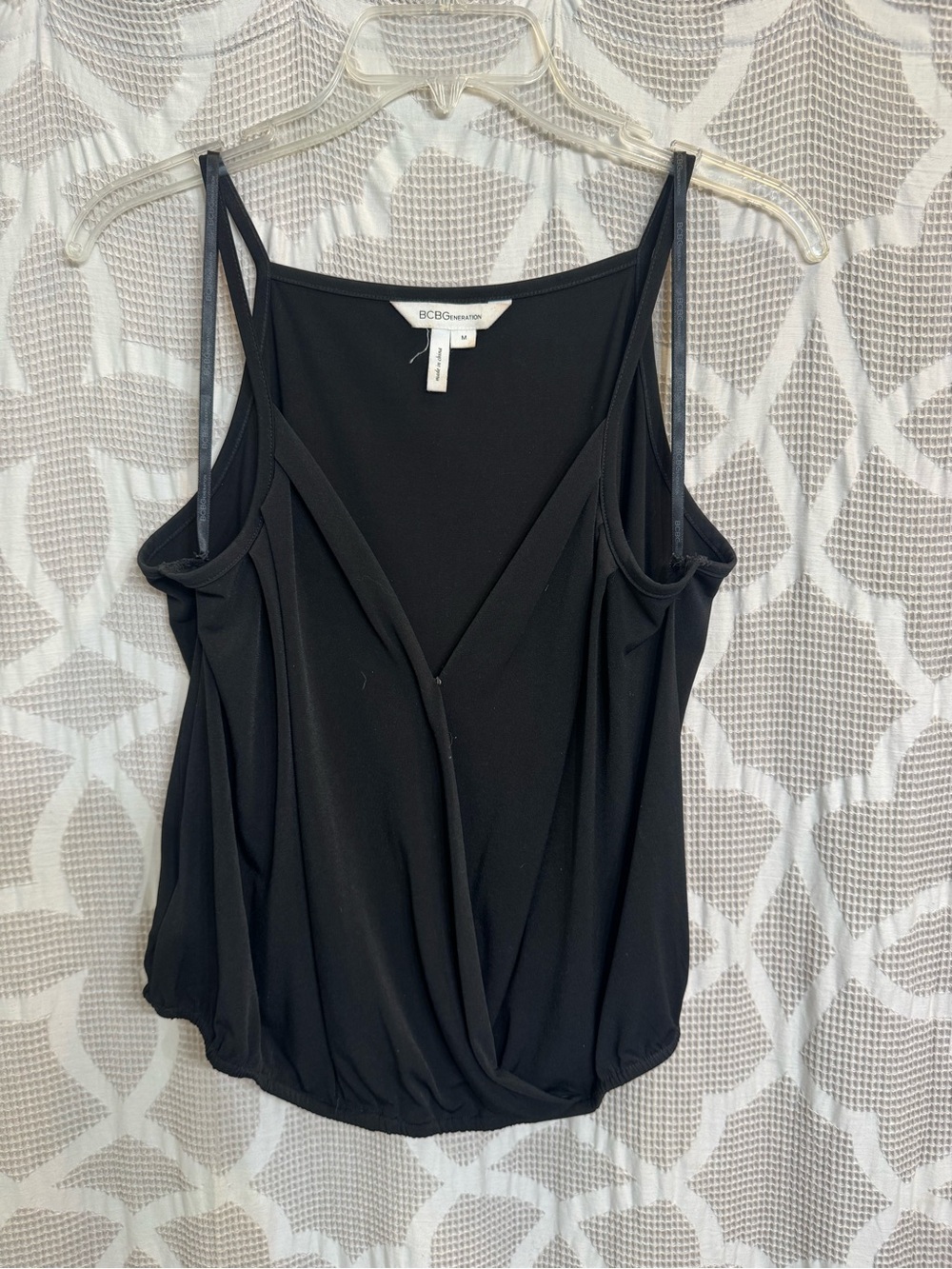 BCBGeneration Black Double-Spaghetti Draped V-Neck Camisole